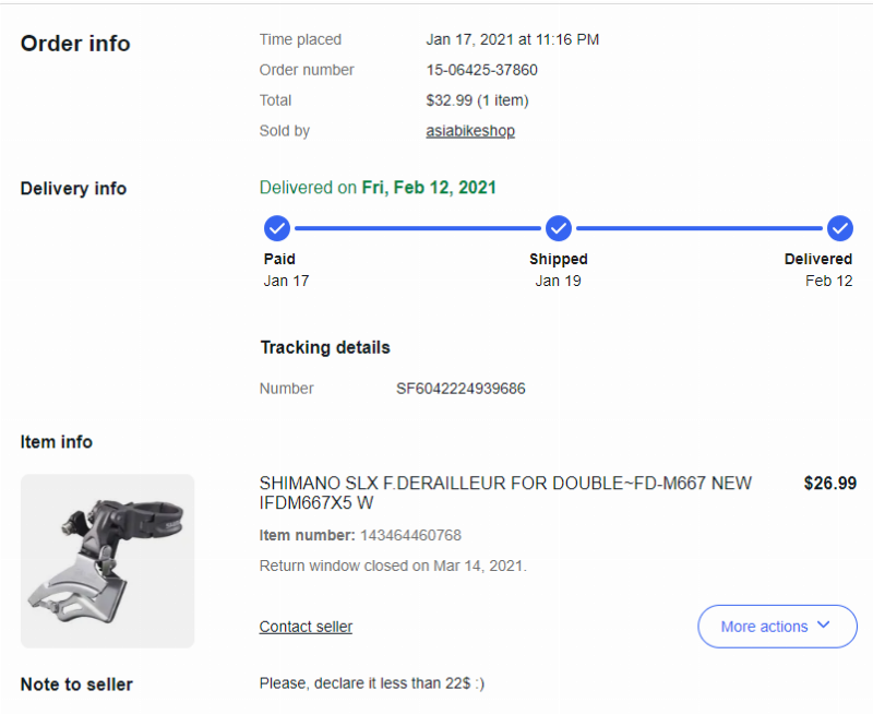 передний переключатель Shimano FD-M667 2 speed